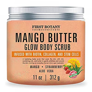 Mango Butter Body Scrub Exfoliator Biotin, Collagen, Stem Cells - Natural Exfoliating Salt Scrub & B