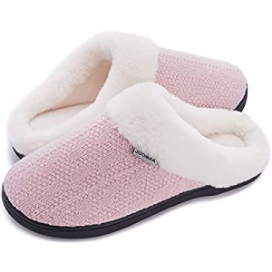 Joomra Womens Knit Warm Slippers Fluffy Cozy Memory Foam Slip on House Bedroom Shoes now 50.0% off 