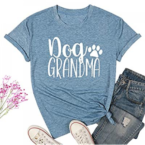 NANYUAYA Dog Grandma Shirt Women Dog Paw Graphic T-Shirt Gigi Summer Short Sleeve Tee Tops for Nan..