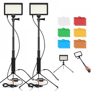 50.0% off SAMTIAN Dimmable 96 LED Video Light 2 Packs 6 Color Filters USB Photography Lighting 3 L..