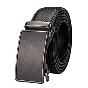 70.0% off HOLMANSE Mens Ratchet Belt Leather Black Dress Belt Designer Heavy Duty Carbon Fiber Bel..