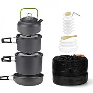 Isrechic 19 PCS Camping Cookware Set now 30.0% off , Lightweight Backpacking Cooking Set with Kett..