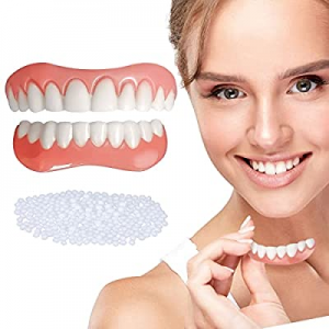 2 PCS Fake Teeth, Dentures Teeth for Upper and Lower Jaw, Nature and Comfortable, Protect Your Teeth