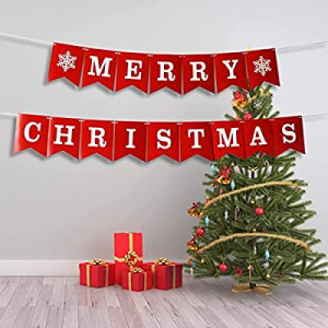 Mencly Merry Christmas Banner now 60.0% off , Christmas Banner with Snowflake Sign, Red Christmas ..