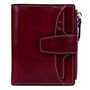 50.0% off AINIMOER Women's RFID Blocking Leather Small Compact Bi-fold Zipper Pocket Wallet Card C..