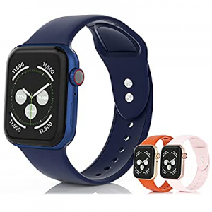 SEETEN 3 Pack Bands Compatible with Apple Watch Band 38mm 40mm 41mm 42mm 44mm 45mm Women Men, Soft a