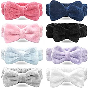 RINVEE Headbands for Women Bow Makeup Hairband Spa Headbands for Washing Face 8 PACK (Solid)