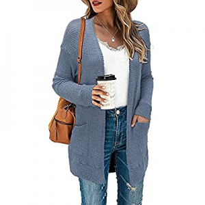 VOTEPRETTY Women's Long Sleeve Cardigan Lightweight Open Front Knit Sweater with Pockets now 30.0%..