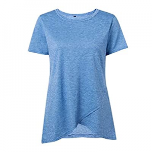 70.0% off Fleur Wood Womens Summer Irregular Hem Dress Casual Short Sleeve Swing Blouse T Shirts L..