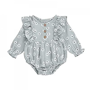 Infant Baby Girls Floral Romper Jumpsuit One Piece Ruffle Long Sleeve Fall Winter Clothes Outfit n..