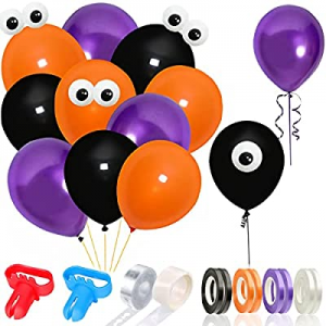 110 Pack 12Inch Black Orange Purple Thick Latex Balloons 5Inch White Eye now 56.0% off , Great for..
