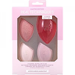 Real Techniques Limited Edition Cleanse, Blend, Set and Go Makeup Sponge Set, 4 Piece Holiday Gift S