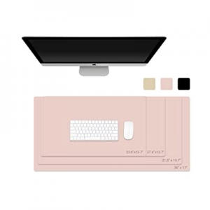 Sheebo Leather Desk Mat - Non Slip PU Leather Desk Blotter Keyboard Mouse Pad Protector - Waterproof