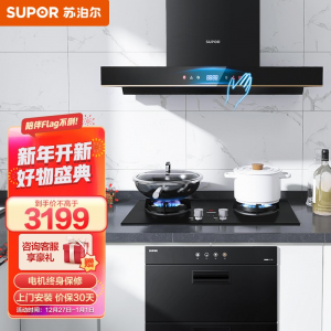 立减CNY￥100,苏泊尔（SUPOR）油烟机套装 家用抽油烟机燃气灶具套装消毒柜 22立方大吸力烟灶消厨房三件套 【欧式智能挥手】NT50+Z5+303 天然气(12T)