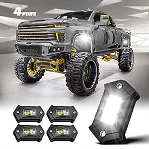 One Day Only！LED Rock Lights now 75.0% off ,4 pods White Rock Lights with 350LM 16 LED Lights,The ..