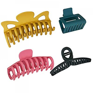 4 PCS Hair Claw Clips, Matte Nonslip Large Claw Clip for Thick Hair, Strong Hold Small Claw Clip for