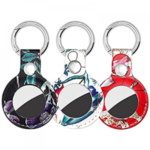 GUSEN AirTags Keychain for Apple Airtags Holder , 3 Pack Protective Leather Airtags Case Tracker Cov