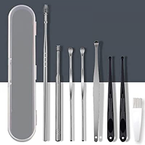 8 Pcs Ear Pick Earwax Removal Kit, Coffea Ear Cleansing Tool Set, Ear Curette Ear Wax Remover Tool w