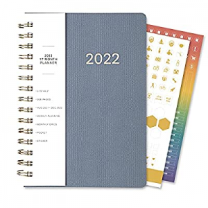 Wisefine Weekly & Monthly Planner now 70.0% off ,17-Month Academic Spiral Planner With Tabs,Flexib..