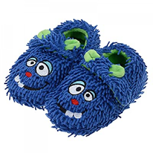 60.0% off FLYFUPPY Boys Monster Slippers with Hook and Loop Rubber Sole Fluffy Funny Kids House Sl..