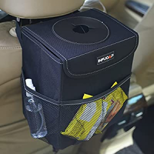 2 in 1 Car Trash Can with Lid now 50.0% off , 100% Leak-Proof Garbage Cans with Storage Pockets, M..