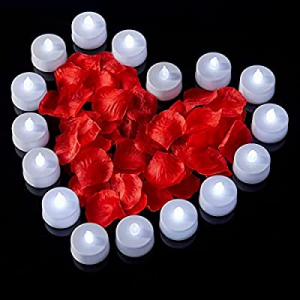 Reperla 24pcs LED Tealights Candles with Artificial Rose Petals now 50.0% off , Battery Operated F..