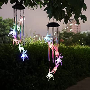 SUTINE Reindeer Wind Chimes now 65.0% off ,Solar Wind Chimes Changing Colors Christmas Decor, Alum..