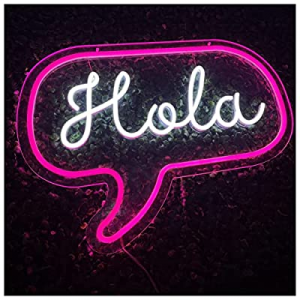 One Day Only！QTDZSWJT Hola Neon Sign now 40.0% off , Hello Sign, Remote Control Adjust Brightness,..