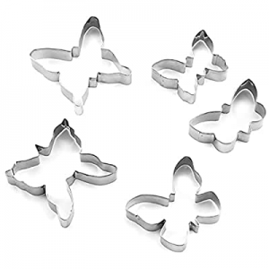 One Day Only！5Pcs Butterfly Shape Stainless Steel Metal Cookie Cutters Mold Baking Set Durable Non..