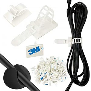 3 in 1 Adjustable Large 50Pcs Cable Clips, 20Pcs Small Adjustable Self-Adhesive Wire Management with