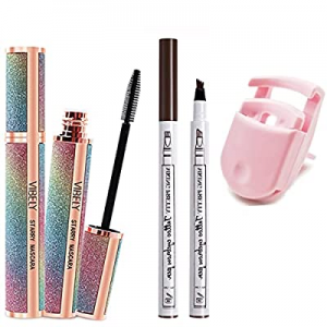 Silk Fiber Mascara for Longer, Voluminous Eyelashes,Natural Waterproof Smudge-Proof, With Eyelash Cu