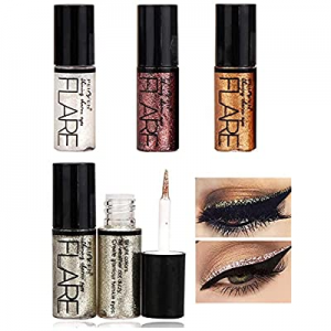 4 Colors Glitter liquid Eyeliner, Metallic Shimmer Glitter Eyeshadow, Long Lasting Waterproof Shimme
