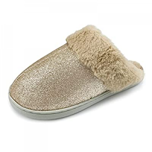 50.0% off Sparkly Slippers for Women | Fluffy Fuzzy Glitter House Shoes | Memory Foam Bedroom Slip..