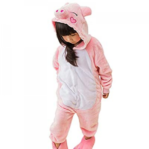 One Day Only！Kids Piggy Costume Cosplay Halloween Animal Onesie for Boys Girls Child Pink Pig now ..