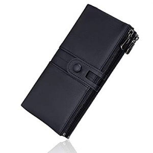 ROULENS Wallet for Women Genuine Leather Card Holder Phone Checkbook Organizer Zipper Coin Purse n..