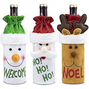 One Day Only！Wine Bottle Cover now 50.0% off , 3Pcs Handmade Wine Bottle Bags Christmas Wine Bottl..