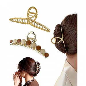 2 Pcs Metal Hair Claws Clip for Women and Girls,Nonslip Large Metal Hair Clips,Gold Claw Clip,Hair C