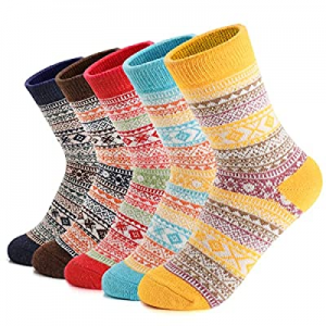 60.0% off 5 Pack Womens Wool Socks Winter Soft Warm Cold Knit Wool Crew Socks Thick Knit Cozy Wint..