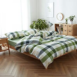 DONEUS Green Duvet Cover King(104x90 Inch) now 70.0% off , 3 Pieces (1 Grid Duvet Cover + 2 Pillow..