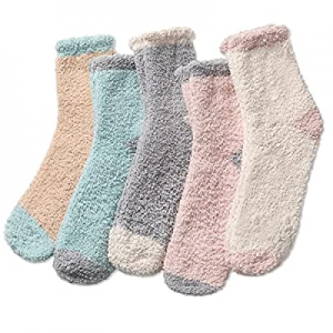 5 Pairs Fuzzy Socks - Fuzzy Socks for Women now 58.0% off , Cozy Fluffy Socks Slipper Socks Microf..