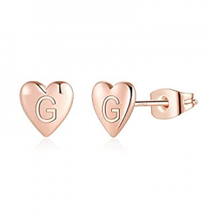 925 Sterling Silver Initial Stud Earrings for Girls Women now 50.0% off , Hypoallergenic 14k Gold ..