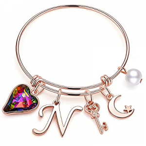 Memorjew Charm Bracelets for Women Girls now 50.0% off , Crystal Heart Initial Charm Bracelets for..