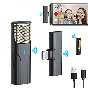 Wireless Lavalier Microphone for iPhone iPad now 60.0% off ,Plug-Play Wireless Microphone for Vide..