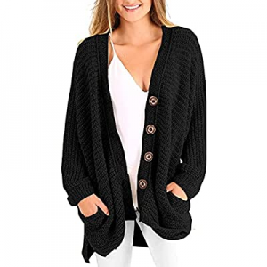 61.0% off Womens Plus Size Button Down Cardigans Open Front Chunky Knit Long Sleeve Oversized Swea..