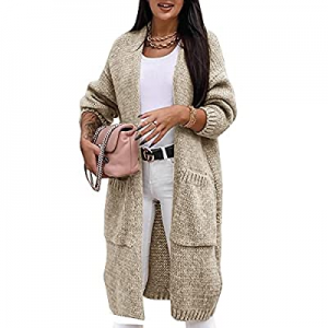 61.0% off Womens Oversized Long Cardigans Open Front Long Sleeve Chunky Knit Loose Sweater Outwear..