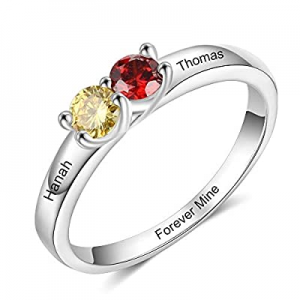 50.0% off Personalized Mothers Rings with 2/3/4 Simulated Birthstones Custom Mother Daughter Ring ..
