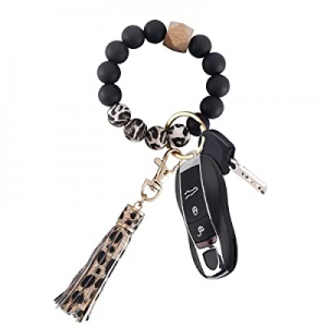 30.0% off Keychain for Women Wristlet Key rings Bracelet Silicone Beaded Bracelet Portable Car Tas..