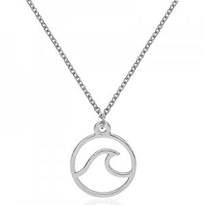 Dainty Ocean Wave Necklace for Women and Girls Cute Wave Pendant Necklaces For Teens Gold Wave Nec..