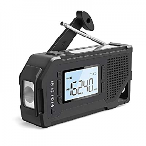 Zukakii 2000mAh Emergency Weather Radio, Portable Solar Hand Crank AM/FM Radio 4 Power Sources Batte