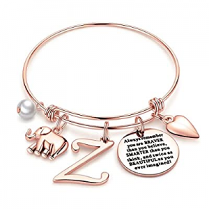 M MOOHAM Elephant Gifts for Women Girls now 50.0% off , Rose Gold Initial Elephant Charm Bracelets..